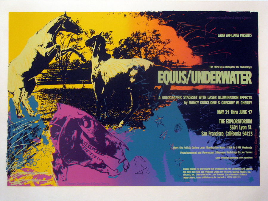 <emptyEquusUnderwater A Holographic Stageset by Nancy Gorglione & Greg Cherry Poster silkscreened by Jos Sances